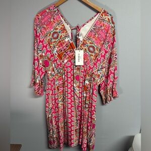 ePretty Pink and Orange Patterned Dress